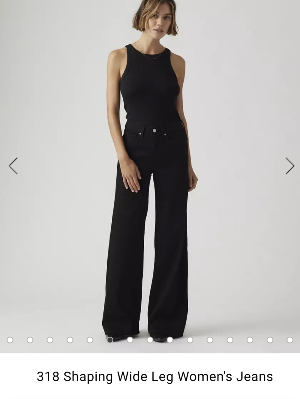 BNWT Levis 318 Black Wide Leg Shaping Jean Sz 28 X 32